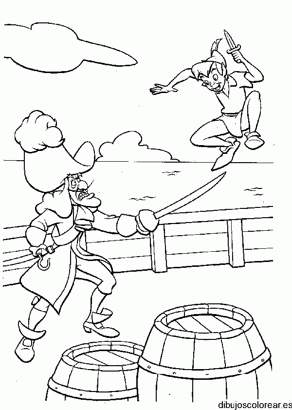 Dibujo de Peter pan y el Capitán Garfio para colorear