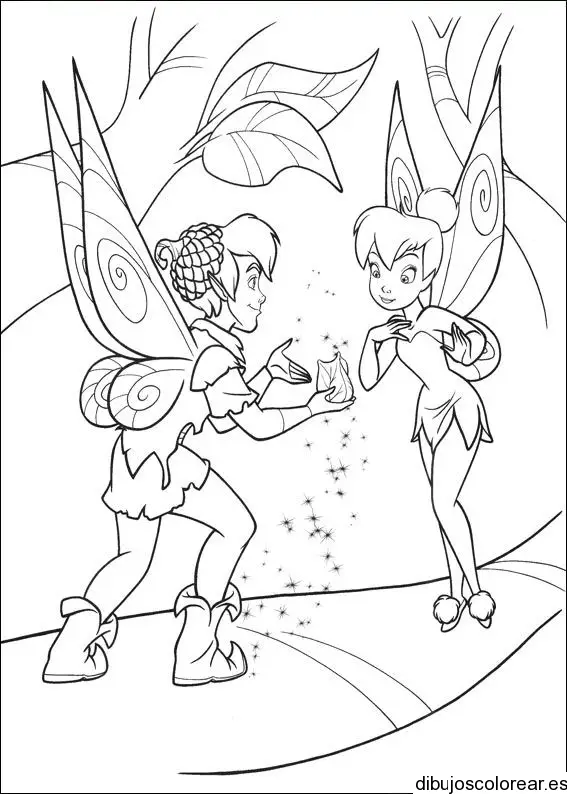 Dibujo de Peter Pan y polvos mágicos para colorear