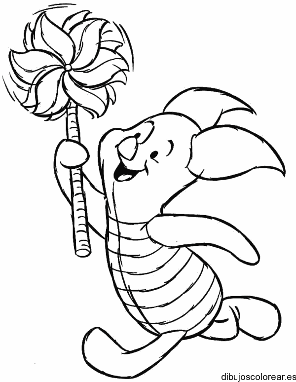 Dibujo de Piglet con un juguete para colorear
