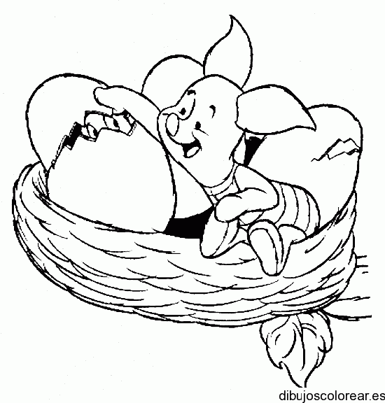 Dibujo de Piglet en un nido para colorear