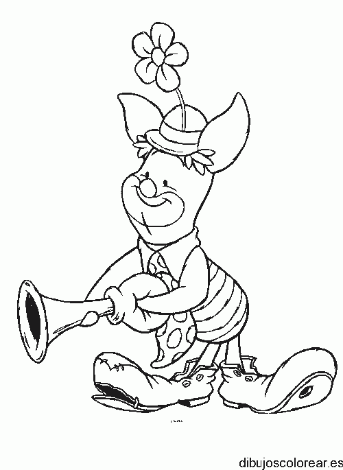 Dibujo de Piglet vestido de payaso para colorear