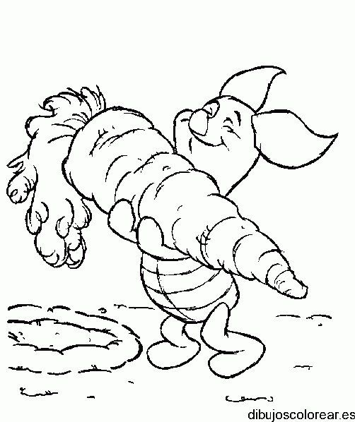 Dibujo de Piglet y una zanahoria para colorear
