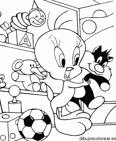Dibujo de Piolín con su peluche para colorear