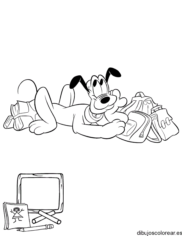 Dibujo de Pluto con mochila para colorear