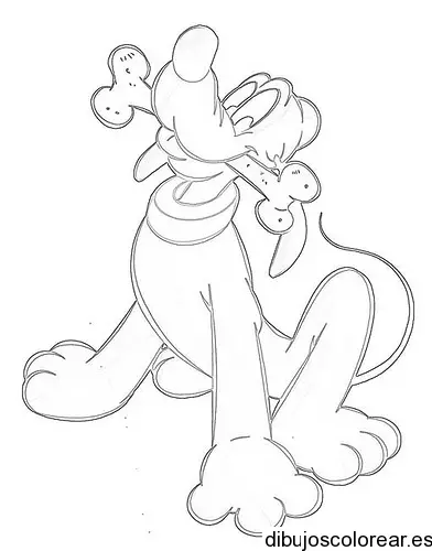 Dibujo de Pluto con un hueso para colorear