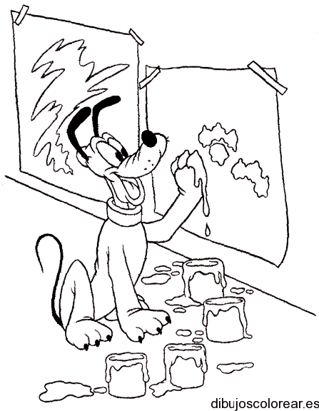 Dibujo de Pluto pintando para colorear