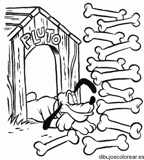 Dibujo de Pluto soñando huesos para colorear
