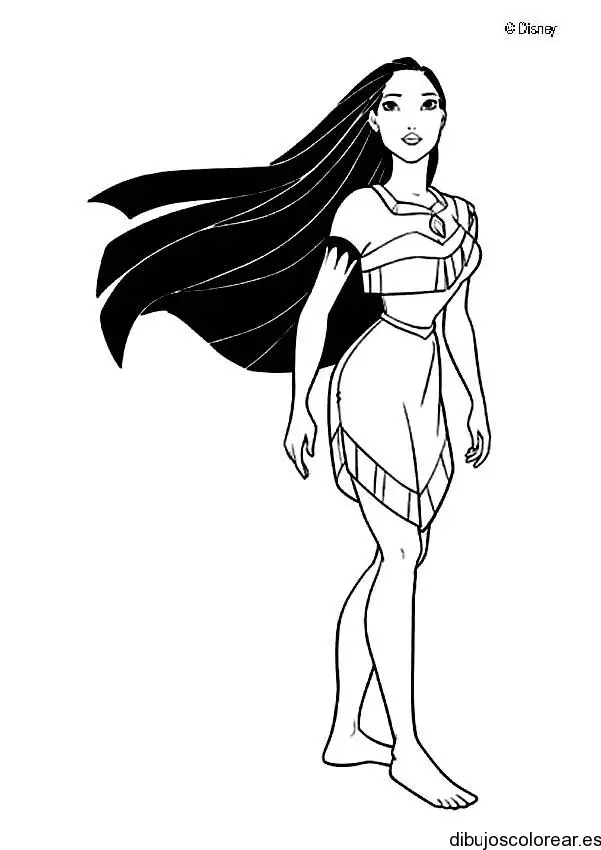Dibujo de Pocahontas caminando para colorear