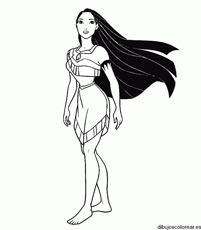 Dibujo de Pocahontas de pie para colorear