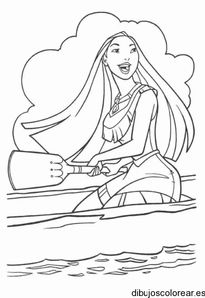 Dibujo de Pocahontas remando para colorear