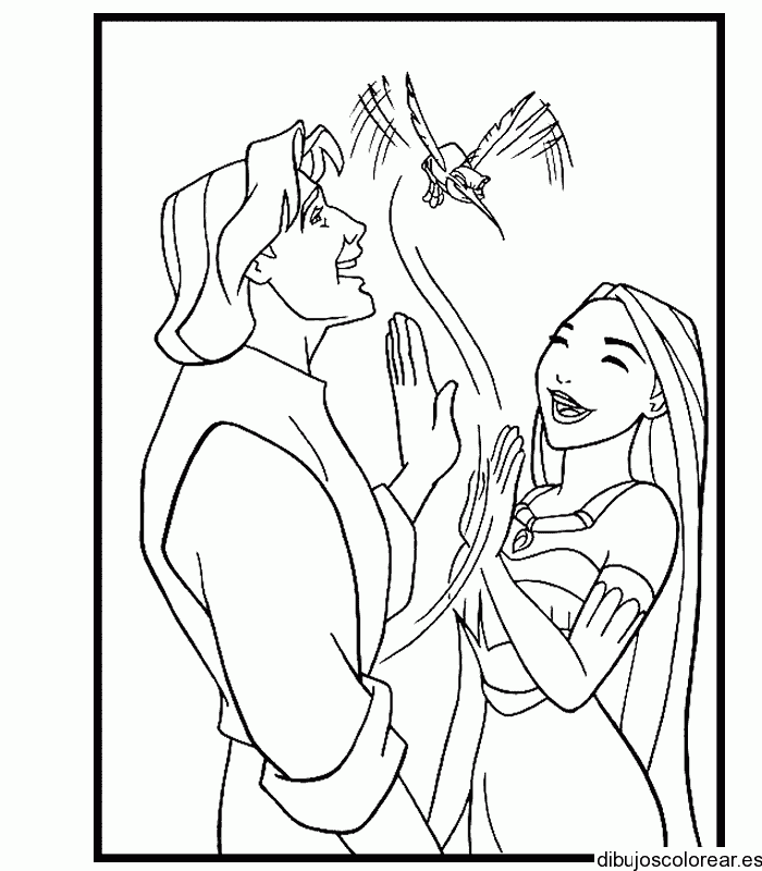 Dibujo de Pocahontas riendo para colorear