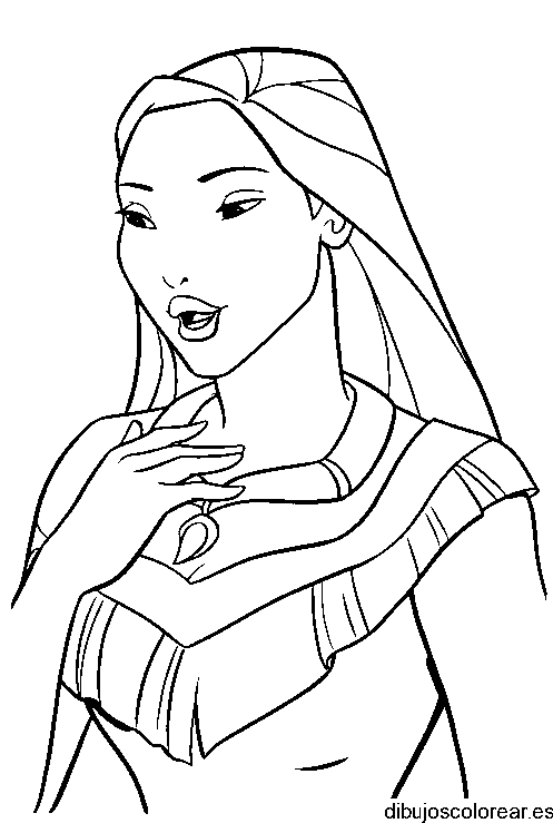 Dibujo de Pocahontas sonriendo para colorear