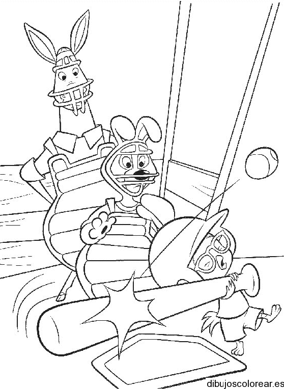 Dibujo de pollito bateando para colorear