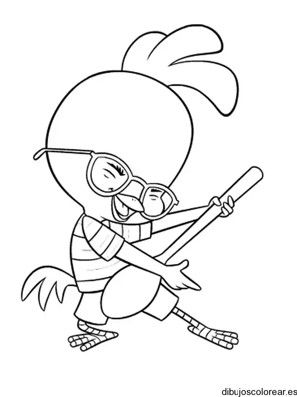 Dibujo de pollito con guitarra para colorear