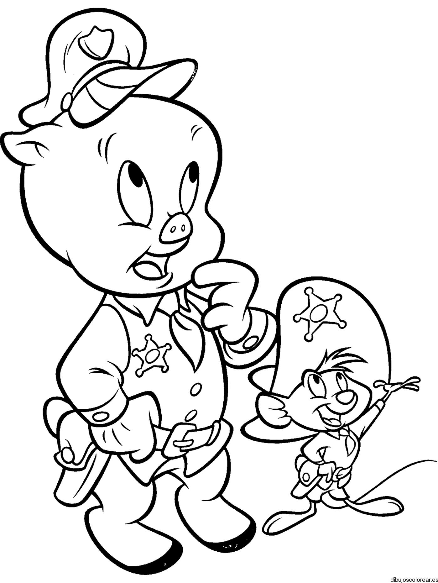 Dibujo de Porky y Speedy González para colorear