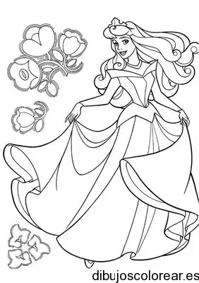 Dibujo de princesa Aurora bailando para colorear