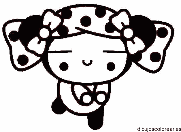Dibujo de Pucca con moños para colorear