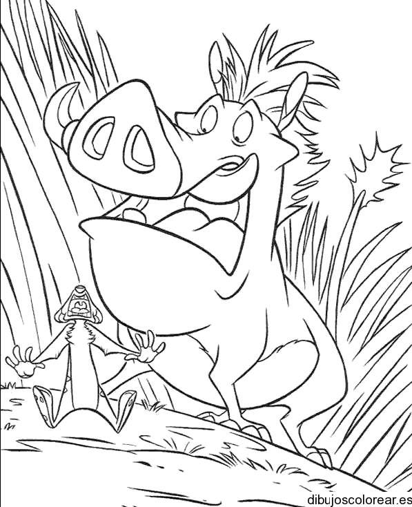 Dibujo de Pumba huyendo para colorear