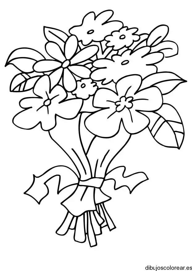 Dibujo de ramillete de flores para mamá para colorear