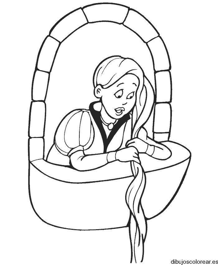 Dibujo de Rapunzel en su balcón para colorear