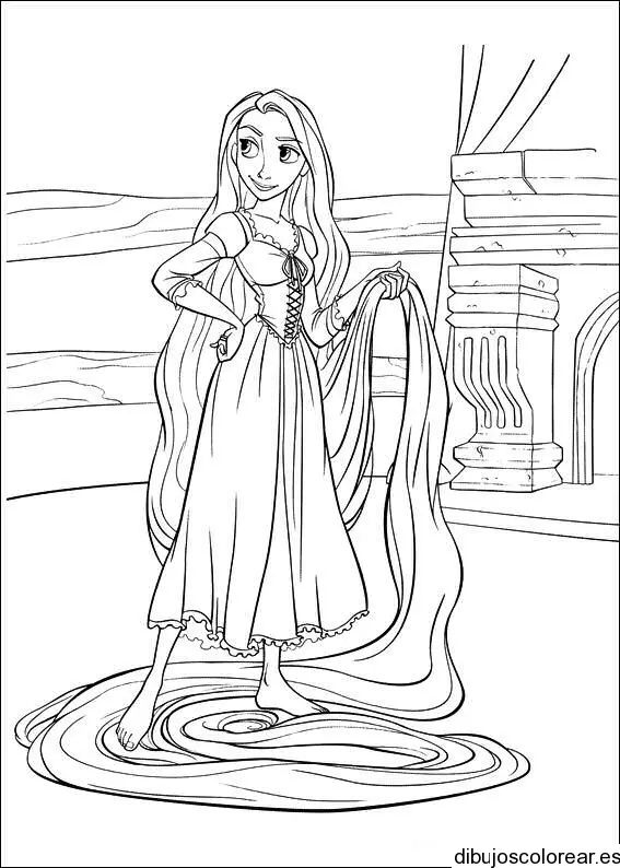 Dibujo de Rapunzel sonriendo para colorear