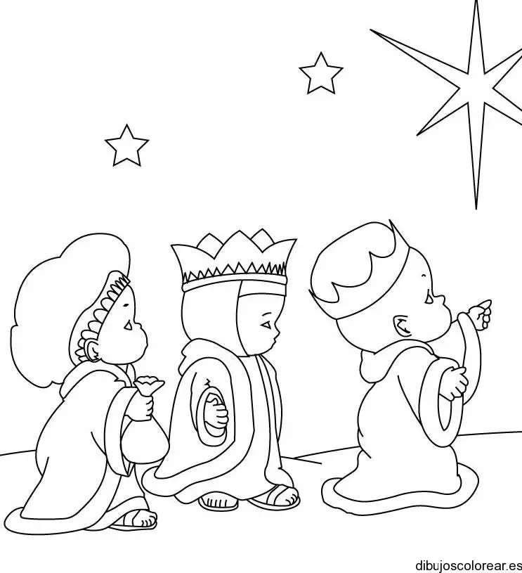 Dibujo de reyes magos bebés para colorear