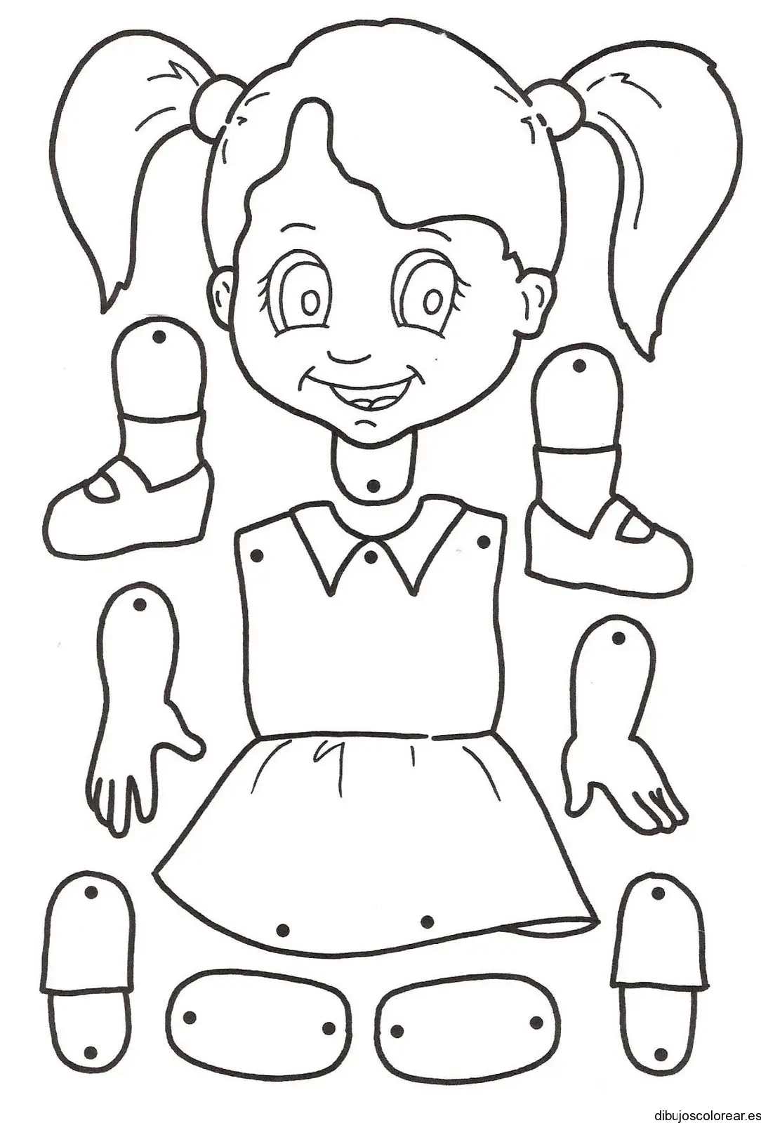 Dibujo de rompecabezas de un niña para colorear