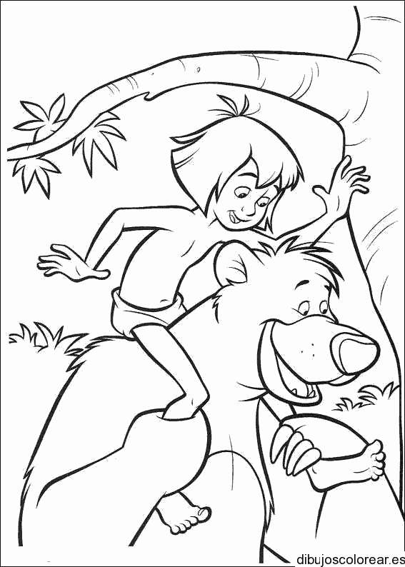 Dibujo de Sabú y el oso para colorear