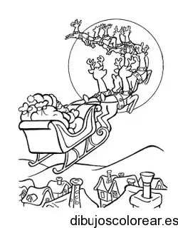 Dibujo de Santa Claus alzando vuelo para colorear
