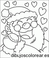 Dibujo de Santa Claus con corazones para colorear