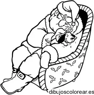 Dibujo de Santa Claus dormido para colorear