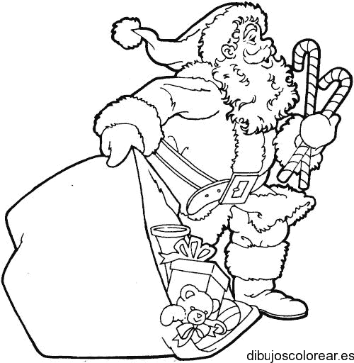 Dibujo de Santa Claus y regalos para colorear