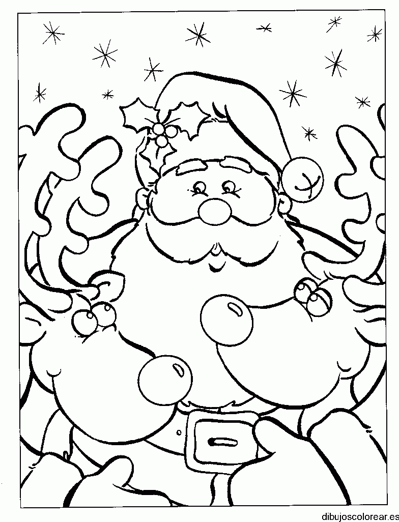 Dibujo de Santa Claus y sus amigos para colorear