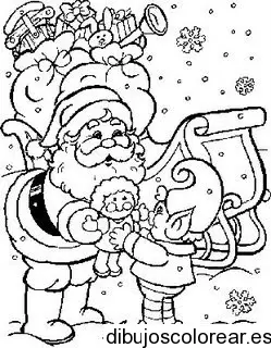 Dibujo de Santa Claus y un duende para colorear