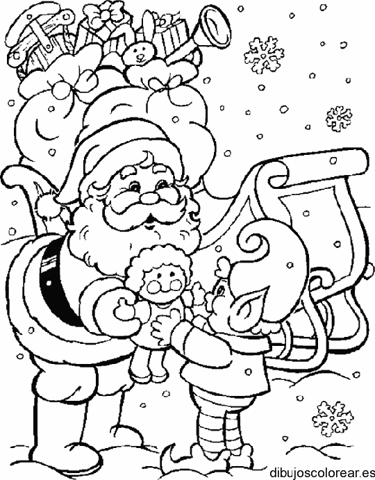 Dibujo de Santa Claus y un niño para colorear