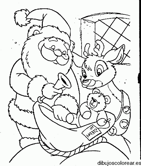 Dibujo de Santa Claus y un reno para colorear