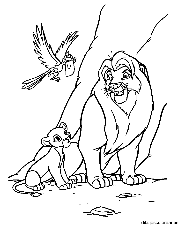 Dibujo de Scar y Simba para colorear