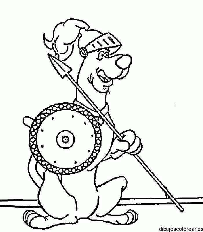 Dibujo de Scooby Doo con armadura para colorear