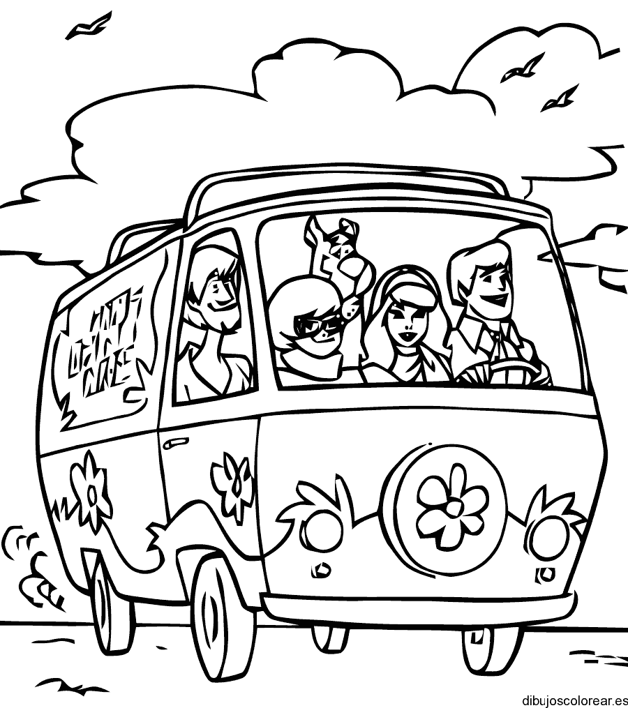 Dibujo de Scooby Doo en la furgoneta para colorear