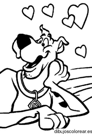 Dibujo de Scooby Doo enamorado para colorear