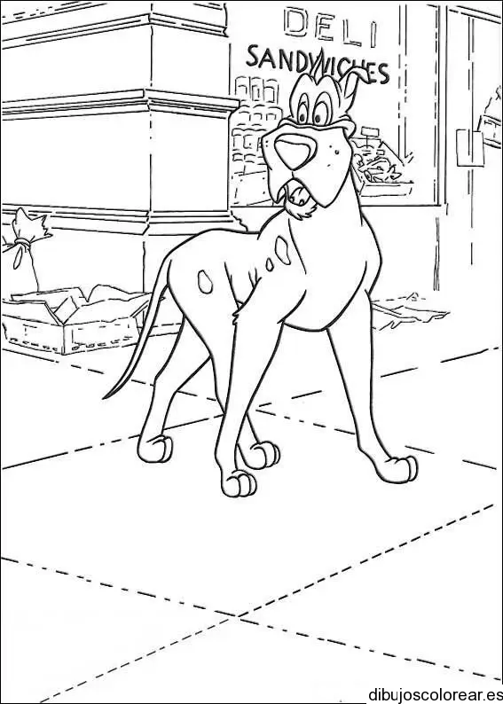 Dibujo de Scooby Doo por la ciudad para colorear