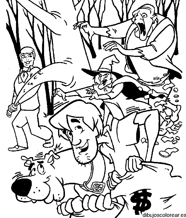 Dibujo de Scooby Doo y los monstruos para colorear