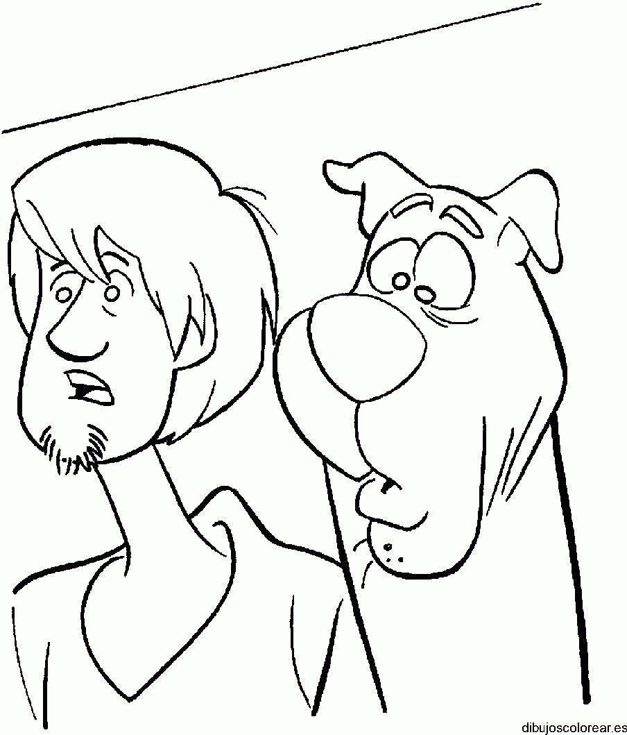 Dibujo de Scooby Doo y Shaggy asustados para colorear