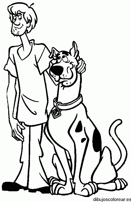 Dibujo de Shaagy abrazando a Scooby Doo para colorear