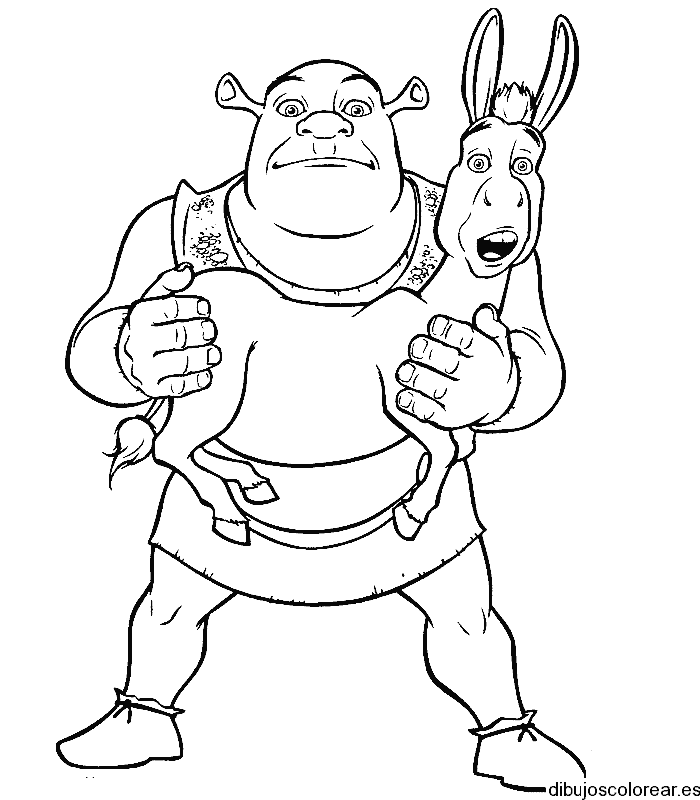 Dibujo de Shrek y el burro para colorear