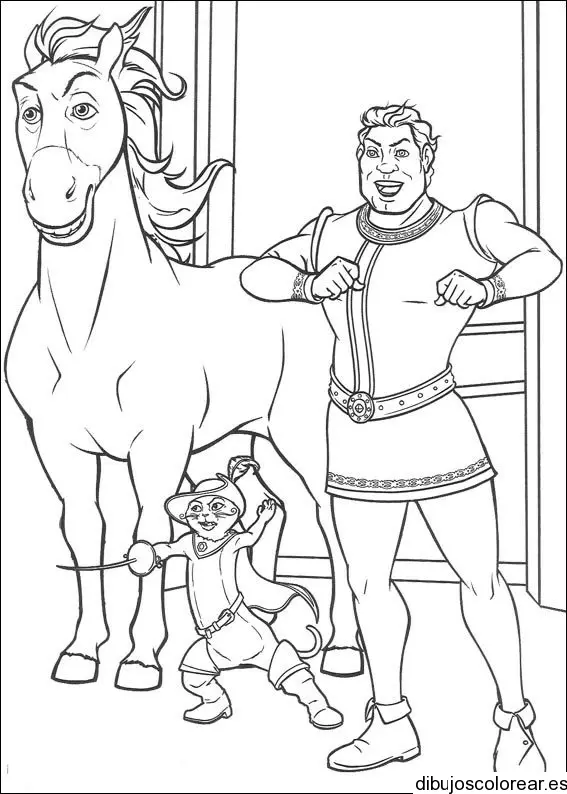 Dibujo de Shrek y sus amigos para colorear
