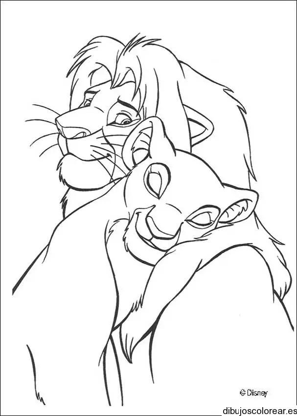 Dibujo de Simba y Mufasa para colorear
