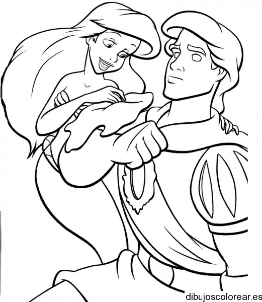 Dibujo de Sirenita y una escultura para colorear