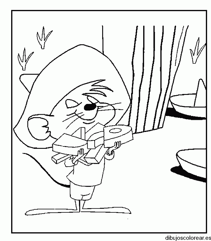 Dibujo de Speedy González comiendo queso para colorear
