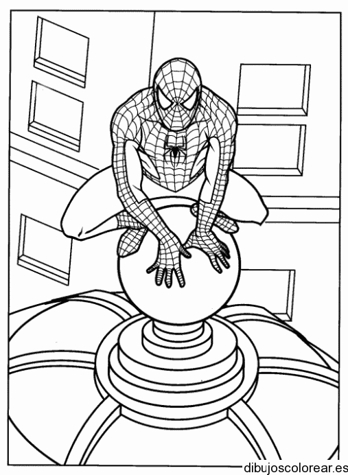 Dibujo de Spiderman en un domo para colorear